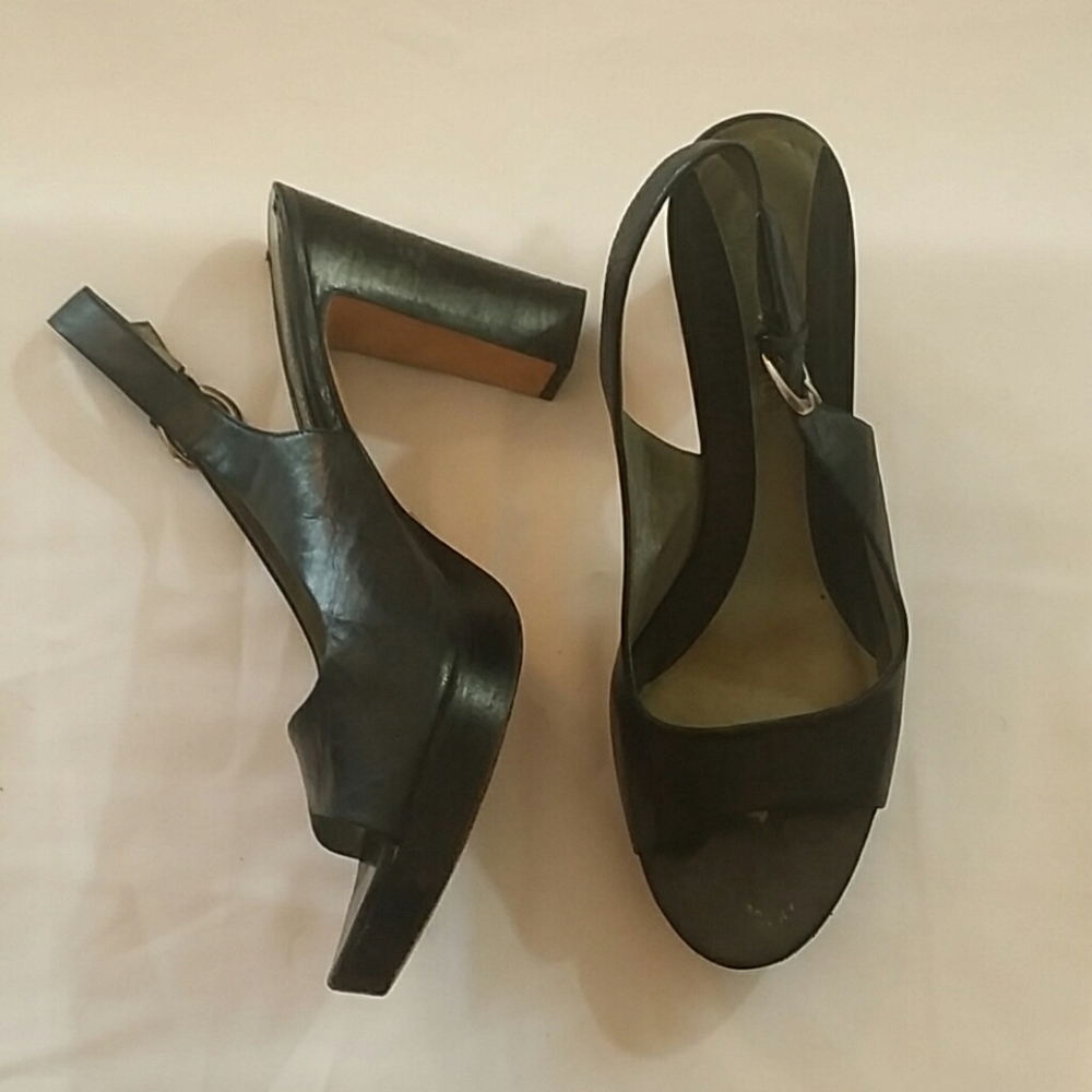 4.5 Inch open toe sling Back Leather Heel